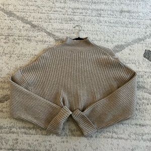 Zara Tan Cropped Mockneck Sweater